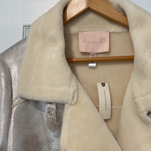 Hutch Jackets & Coats Nwt Antropologie Hutch Rhys Sherpa Metallic Moto Jacket Size M Poshmark